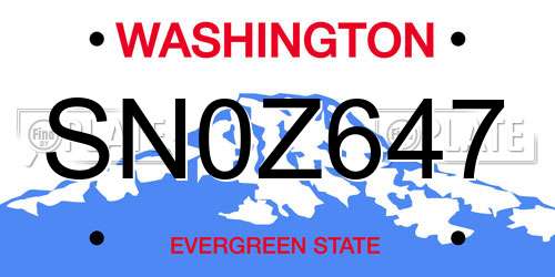SN0Z647 Washington License Plate