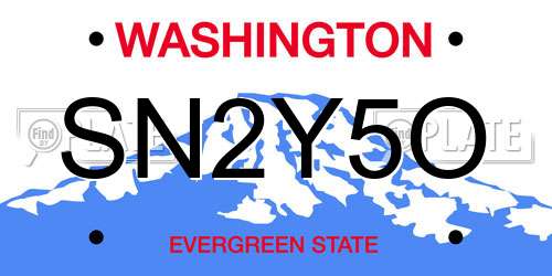 SN2Y5O Washington License Plate