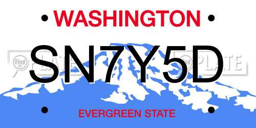 SN7Y5D Washington License Plate