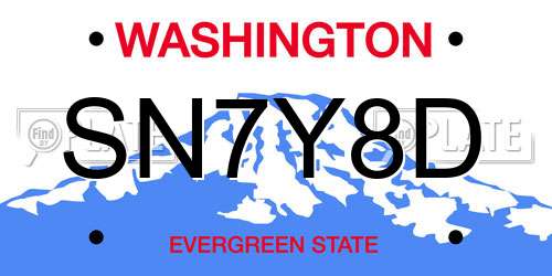 SN7Y8D Washington License Plate