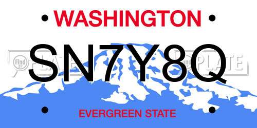 SN7Y8Q Washington License Plate