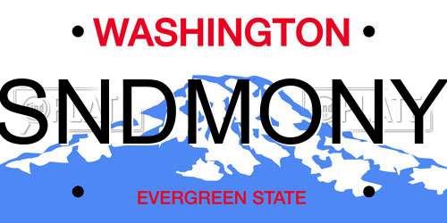 SNDMONY Washington License Plate