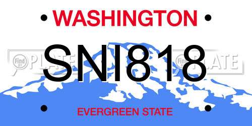 SNI818 Washington License Plate