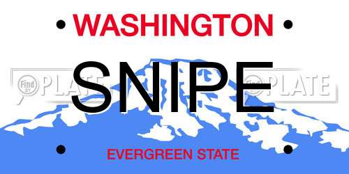 SNIPE Washington License Plate