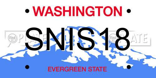 SNIS18 Washington License Plate