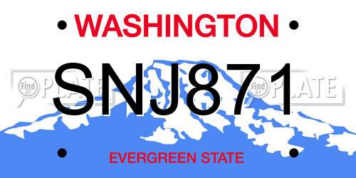 SNJ871 Washington License Plate