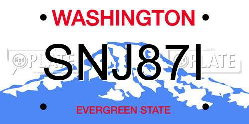 SNJ87I Washington License Plate