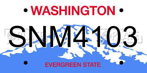 SNM4103 Washington License Plate