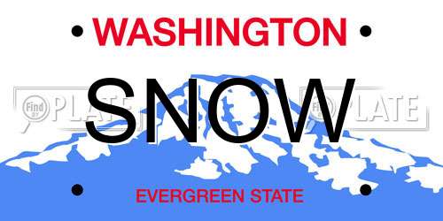 SNOW Washington License Plate