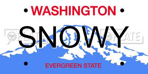 SNOWY Washington License Plate