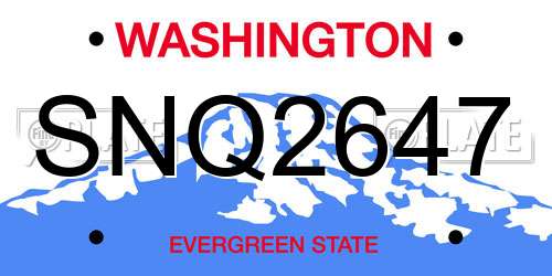 SNQ2647 Washington License Plate
