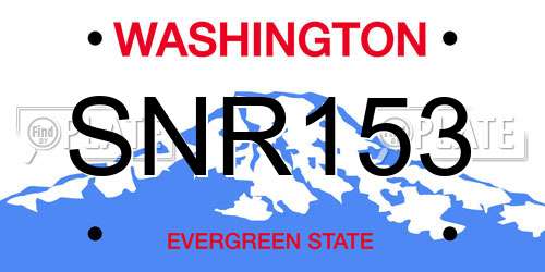 SNR153 Washington License Plate