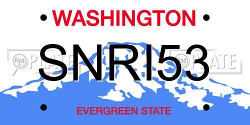 SNRI53 Washington License Plate