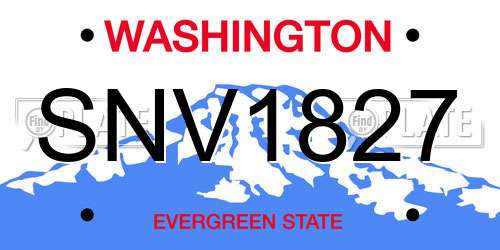 SNV1827 Washington License Plate