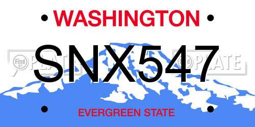 SNX547 Washington License Plate