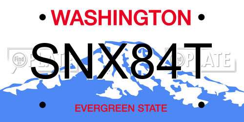 SNX84T Washington License Plate