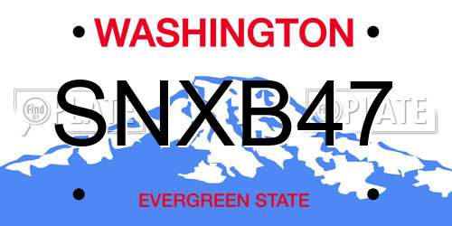 SNXB47 Washington License Plate