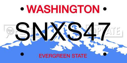 SNXS47 Washington License Plate