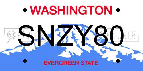 SNZY80 Washington License Plate