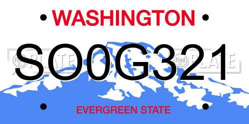 SO0G321 Washington License Plate
