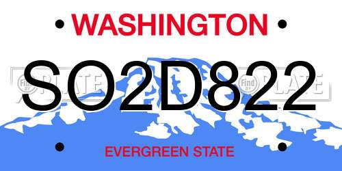 SO2D822 Washington License Plate