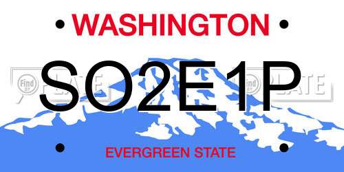 SO2E1P Washington License Plate