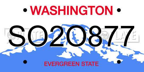 SO2O877 Washington License Plate