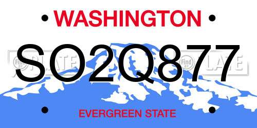 SO2Q877 Washington License Plate