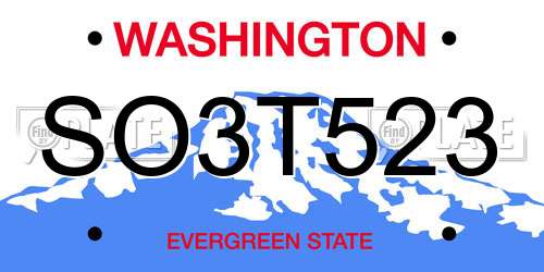 SO3T523 Washington License Plate