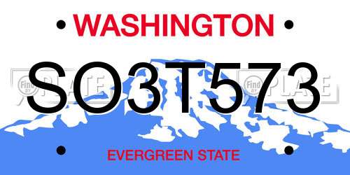 SO3T573 Washington License Plate