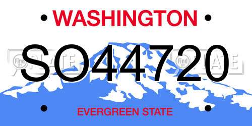 SO44720 Washington License Plate