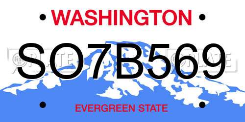 SO7B569 Washington License Plate