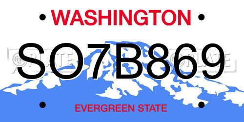 SO7B869 Washington License Plate