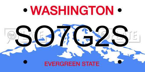 SO7G2S Washington License Plate