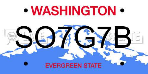SO7G7B Washington License Plate