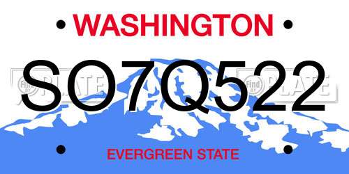 SO7Q522 Washington License Plate