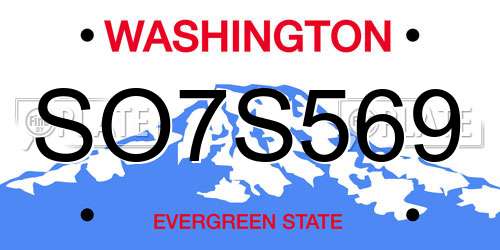 SO7S569 Washington License Plate