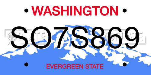 SO7S869 Washington License Plate