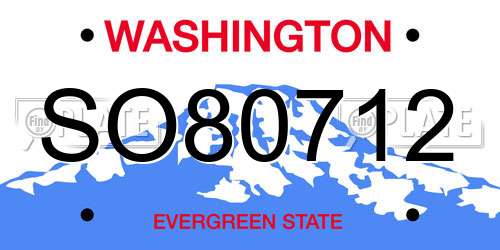 SO80712 Washington License Plate