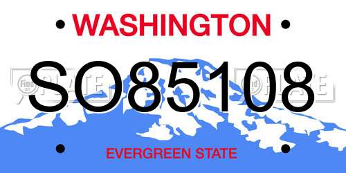 SO85108 Washington License Plate