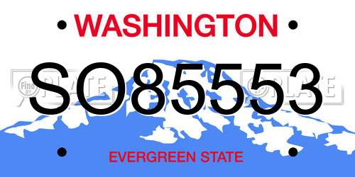 SO85553 Washington License Plate