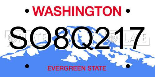 SO8Q217 Washington License Plate