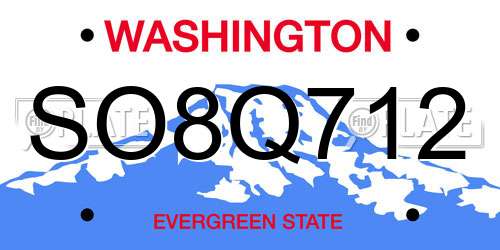 SO8Q712 Washington License Plate