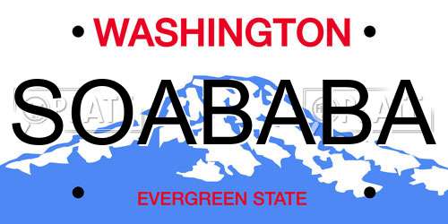 SOABABA Washington License Plate