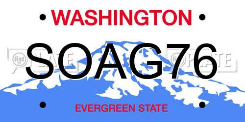 SOAG76 Washington License Plate