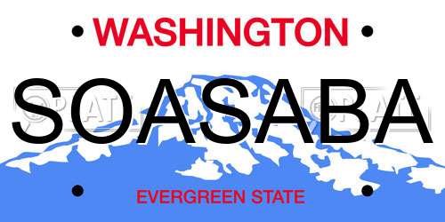 SOASABA Washington License Plate