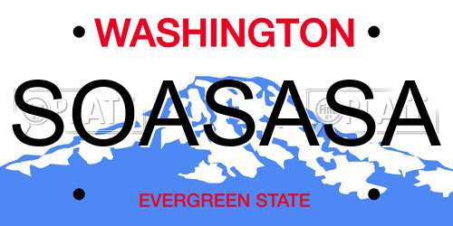 SOASASA Washington License Plate