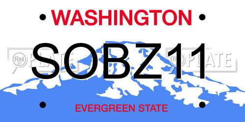 SOBZ11 Washington License Plate