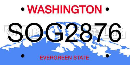SOG2876 Washington License Plate