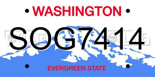 SOG7414 Washington License Plate